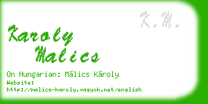karoly malics business card